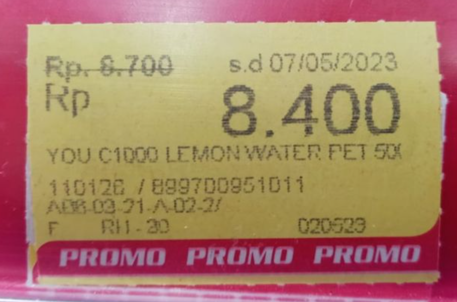 Contoh gambar label Price di alfamart